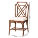 bali & pari Esmery Marbled Tortoise Natural Rattan Dining Chair - Handcrafted Wicker Side Chair with Crisscross Back, Boho Coastal Seating for Dining Room or Kitchen - WS193-Tortoise Cushion-Rattan-DC