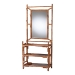 bali & pari Feyre Marbled Tortoise Natural Rattan Hall Tree - Handcrafted Wicker Entryway Organizer with Mirror, Shelving and Hooks, Tropical and Coastal Foyer Complement