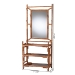 bali & pari Feyre Marbled Tortoise Natural Rattan Hall Tree - Handcrafted Wicker Entryway Organizer with Mirror, Shelving and Hooks, Tropical and Coastal Foyer Complement - WS200-Tortoise Rattan-Hall Tree