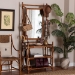 bali & pari Feyre Marbled Tortoise Natural Rattan Hall Tree - Handcrafted Wicker Entryway Organizer with Mirror, Shelving and Hooks, Tropical and Coastal Foyer Complement - WS200-Tortoise Rattan-Hall Tree