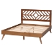 Baxton Studio Chinedu Platform Bed - Mid-Century Modern Bed with Cutout Headboard and Rounded Legs for Modern or Boho Bedrooms, Queen - Chinedu-Ash Walnut-Queen
