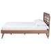 Baxton Studio Shukura Platform Bed - Mid-Century Modern Bed with Lasercut Headboard and Scalloped Detailing for Bedroom or Guestroom, Queen - Shukura-Ash Walnut-Queen