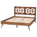Baxton Studio Shukura Platform Bed - Mid-Century Modern Bed with Lasercut Headboard and Scalloped Detailing for Bedroom or Guestroom, Queen - Shukura-Ash Walnut-Queen
