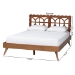 Baxton Studio Shukura Platform Bed - Mid-Century Modern Bed with Lasercut Headboard and Scalloped Detailing for Bedroom or Guestroom, Queen - Shukura-Ash Walnut-Queen