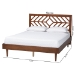 Baxton Studio Zola Platform Bed - Mid-Century Modern Bed with Cutout Headboard and Rounded Legs for Modern or Boho Bedrooms, Queen - Zola-Ash Walnut-Queen