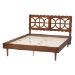 Baxton Studio Onyeka Platform Bed - Mid-Century Modern Bed with Lasercut Headboard and Scalloped Detailing for Bedroom or Guestroom, Queen - Onyeka-Ash Walnut-Queen