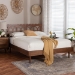 Baxton Studio Onyeka Platform Bed - Mid-Century Modern Bed with Lasercut Headboard and Scalloped Detailing for Bedroom or Guestroom, Queen - Onyeka-Ash Walnut-Queen