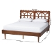 Baxton Studio Onyeka Platform Bed - Mid-Century Modern Bed with Lasercut Headboard and Scalloped Detailing for Bedroom or Guestroom, Queen - Onyeka-Ash Walnut-Queen