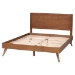 Baxton Studio Jiro Platform Bed - Mid-Century Modern Wood Bed Frame with Panel Headboard and Angled Legs for Bedroom or Guest Room, Full - Jiro-Ash Walnut-Full