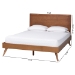Baxton Studio Jiro Platform Bed - Mid-Century Modern Wood Bed Frame with Panel Headboard and Angled Legs for Bedroom or Guest Room, Full - Jiro-Ash Walnut-Full