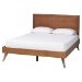 Baxton Studio Jiro Platform Bed - Mid-Century Modern Wood Bed Frame with Panel Headboard and Angled Legs for Bedroom or Guest Room, King