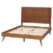 Baxton Studio Noela Platform Bed - Mid-Century Modern Wood Bed Frame with Panel Headboard and Angled Legs for Bedroom or Guest Room, King - Noela-Ash Walnut-King
