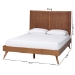 Baxton Studio Noela Platform Bed - Mid-Century Modern Wood Bed Frame with Panel Headboard and Angled Legs for Bedroom or Guest Room, King - Noela-Ash Walnut-King
