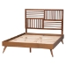 Baxton Studio Gemma Platform Bed - Mid-Century Modern Bed Frame with Slatted Wood Headboard and Angled Legs for Bedroom or Guest Room, King - Gemma-Ash Walnut-King