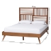 Baxton Studio Gemma Platform Bed - Mid-Century Modern Bed Frame with Slatted Wood Headboard and Angled Legs for Bedroom or Guest Room, King - Gemma-Ash Walnut-King
