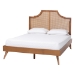Baxton Studio Rodolfo Platform Bed - Mid-Century Modern Bed with Woven Rattan Headboard, King