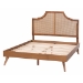 Baxton Studio Rodolfo Platform Bed - Mid-Century Modern Bed with Woven Rattan Headboard, King - MG9774/9704-King