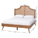 Baxton Studio Rodolfo Platform Bed - Mid-Century Modern Bed with Woven Rattan Headboard, King - MG9774/9704-King