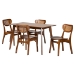 Baxton Studio Kristy 5-Piece Dining Set - Mid-Century Modern Rectangle Table and Chair Set for Dining Room, Kitchen, Apartment