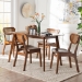 Baxton Studio Kristy 5-Piece Dining Set - Mid-Century Modern Rectangle Table and Chair Set for Dining Room, Kitchen, Apartment - Kristy-Walnut Rattan-Rectangle-5PC Dining Set