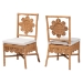 bali & pari Abagale Natural Rattan 2-Piece Dining Chair Set - Handwoven Wicker Accent Side Chair with Floral Back and Removable Cushion, Artisanal Seating for Kitchen or Dining Room
