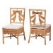 bali & pari Abia Natural Rattan 2-Piece Dining Chair Set - Handwoven Wicker Accent Side Chair with Bow and Ribbon Design, Artisanal Seating for Kitchen or Dining Room