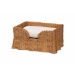 bali & pari Belita Natural Rattan Pet Bed with Scalloped Base - Handwoven Wicker Enclosed Lounge Bed for Dogs or Cats with Removable Cushion, 27.6"
