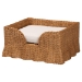 bali & pari Belita Natural Rattan Pet Bed with Scalloped Base - Handwoven Wicker Enclosed Lounge Bed for Dogs or Cats with Removable Cushion, 30.2"