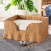bali & pari Belita Natural Rattan Pet Bed with Scalloped Base - Handwoven Wicker Enclosed Lounge Bed for Dogs or Cats with Removable Cushion, 30.2" - DC1121-Natural Rattan-Lg-Cushion-Pet Bed
