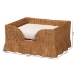 bali & pari Belita Natural Rattan Pet Bed with Scalloped Base - Handwoven Wicker Enclosed Lounge Bed for Dogs or Cats with Removable Cushion, 30.2" - DC1121-Natural Rattan-Lg-Cushion-Pet Bed