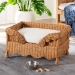 bali & pari Papina Natural Rattan Pet Bed with Scalloped Sides - Handwoven Wicker Enclosed Lounge Bed for Dogs and Cats with Removable Cushion, 25.6" - DC1122-Natural Rattan-Sm-Cushion-Pet Bed
