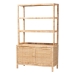 bali & pari Mortis Natural Rattan Open-Shelf Storage Cabinet - 4-Tier Display Shelf with Double Door Base, Coastal Boho Wicker Bookcase or Hutch for Living, Dining Room or Office Organization