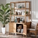 bali & pari Mortis Natural Rattan Open-Shelf Storage Cabinet - 4-Tier Display Shelf with Double Door Base, Coastal Boho Wicker Bookcase or Hutch for Living, Dining Room or Office Organization - Marcelo-Natural-Cabinet-KD-Box