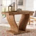bali & pari Alyssa Seagrass Console Table - Handwoven Display Table with Sculptural Frame for Entryway, Hallway, or Living Room - Alyssa-Rattan/Abaca-Console Tables
