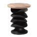 bali & pari Ziva End Table with Petrified Wood Top - Pedestal Accent Side Table for Living Room or Entryway