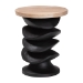bali & pari Ziva End Table with Petrified Wood Top - Pedestal Accent Side Table for Living Room or Entryway - J2630-2PCDT-Blk/Cream Wood-Blk Wood-ET