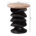bali & pari Ziva End Table with Petrified Wood Top - Pedestal Accent Side Table for Living Room or Entryway - J2630-2PCDT-Blk/Cream Wood-Blk Wood-ET