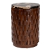 bali & pari Lavanya End Table with Petrified Wood Top - Drum Accent Side Table with Recycled Teak Wood Frame for Living Room or Entryway