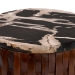 bali & pari Lavanya End Table with Petrified Wood Top - Drum Accent Side Table with Recycled Teak Wood Frame for Living Room or Entryway - J2820S-PW-16PCDT-Blk/Cream/Antique Wood-ET