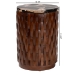 bali & pari Lavanya End Table with Petrified Wood Top - Drum Accent Side Table with Recycled Teak Wood Frame for Living Room or Entryway - J2820S-PW-16PCDT-Blk/Cream/Antique Wood-ET