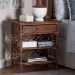 bali & pari Daemyn Marbled Tortoise Natural Rattan Nightstand - Handcrafted Wicker Bedside Table with Drawer and Open Shelving - WS199-Sm-Tortoise Rattan-NS