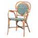 bali & pari Mattie Rattan Bistro Chair - Handwoven Cafe-Style Dining Chair with Curved Arms for Kitchen Island or Indoor/Outdoor Lounge, Green