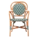 bali & pari Mattie Rattan Bistro Chair - Handwoven Cafe-Style Dining Chair with Curved Arms for Kitchen or Indoor/Outdoor Lounge, Green - Mattie-Rattan-Green/White-Arm-DC