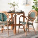 bali & pari Mattie Rattan Bistro Chair - Handwoven Cafe-Style Dining Chair with Curved Arms for Kitchen or Indoor/Outdoor Lounge, Green - Mattie-Rattan-Green/White-Arm-DC