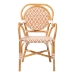 bali & pari Mattie Rattan Bistro Chair - Handwoven Cafe-Style Dining Chair with Curved Arms for Kitchen or Indoor/Outdoor Lounge, Beige - Mattie-Rattan-Beige/White-Arm-DC