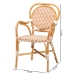 bali & pari Mattie Rattan Bistro Chair - Handwoven Cafe-Style Dining Chair with Curved Arms for Kitchen or Indoor/Outdoor Lounge, Beige - Mattie-Rattan-Beige/White-Arm-DC