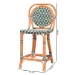 bali & pari Mattie Rattan Bistro Counter Stool - Handwoven Accent Seating with Backrest for Kitchen Island or Indoor/Outdoor Lounge, Green - Mattie-Rattan-Green/White-No Arm-CS