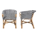bali & pari Max Rattan Bistro 2-Piece Armchair Set - Handwoven Dining Chair with Curved Back and Sloping Arms For Kitchen or Indoor/Outdoor Lounge - Max-Rattan-Black/White/Natural-Arm-DC