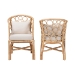 bali & pari Prisca Natural Rattan 2-Piece Dining Chair Set with Bubble Frame - Handwoven Wicker Accent Chair with Round Back and Removable Cushions for Kitchen or Dining Room - Ariel-Light Honey Rattan-Cushion-DC