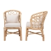 bali & pari Prisca Natural Rattan 2-Piece Dining Chair Set with Bubble Frame - Handwoven Wicker Accent Chair with Round Back and Removable Cushions for Kitchen or Dining Room - Ariel-Light Honey Rattan-Cushion-DC